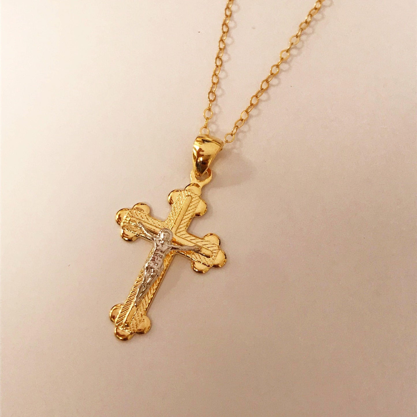 Gold Filled Cross Necklace | 18mm Charm | 16–20" Chain