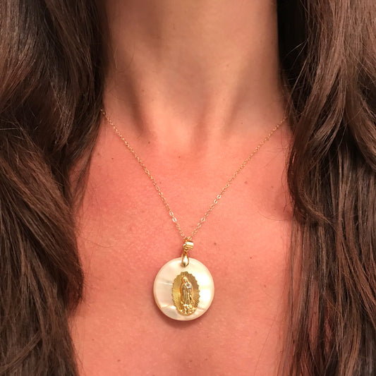 Our Lady of Guadalupe Necklace | 25mm Gold Filled Catholic Pendant
