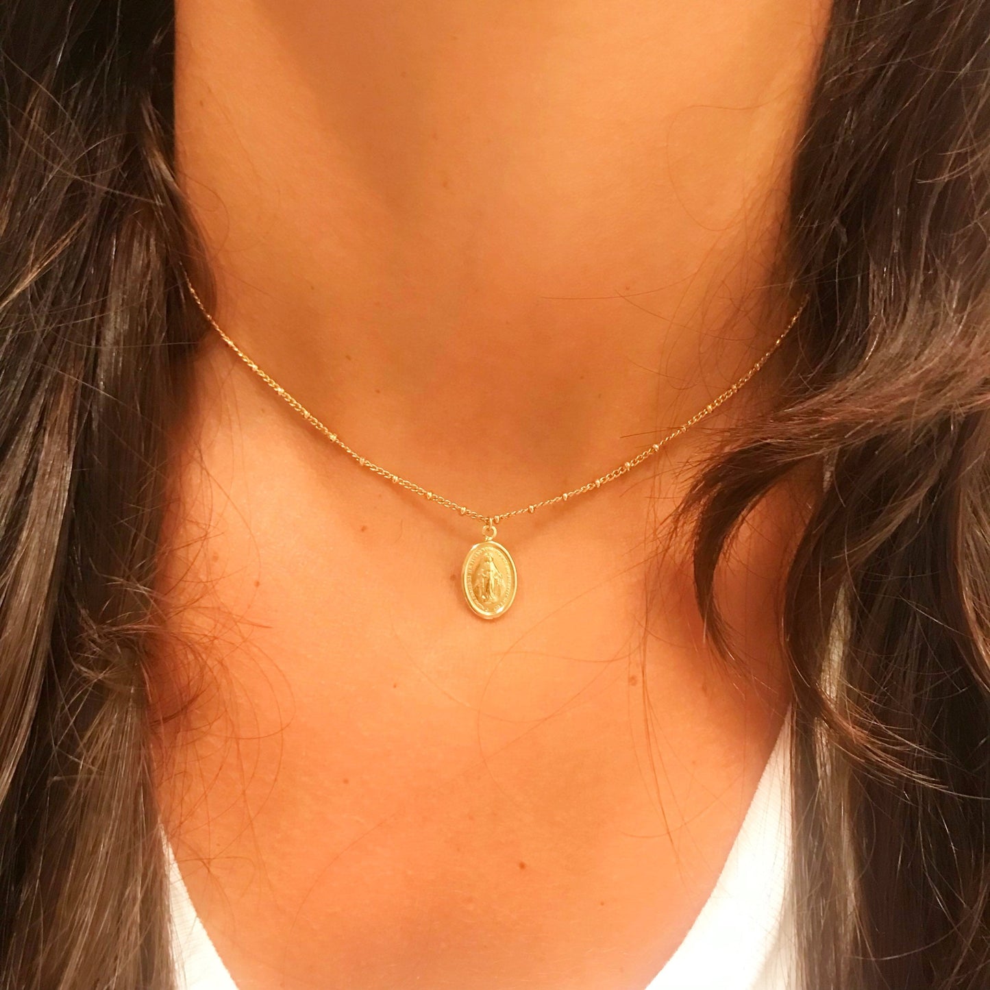 Gold Filled Mini Miraculous Medal Necklace | Delicate Devotional Charm