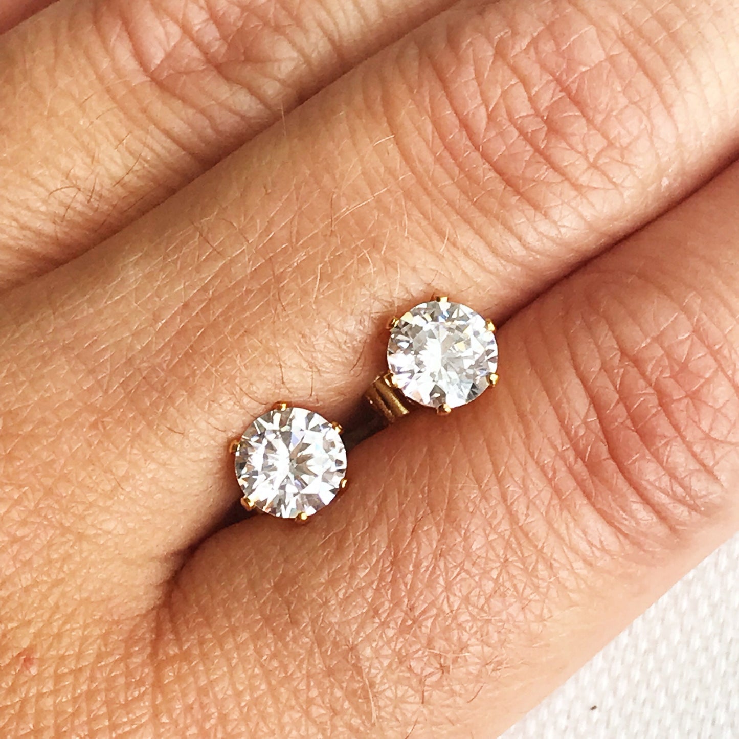 Gold Filled 6mm CZ Stud Earrings