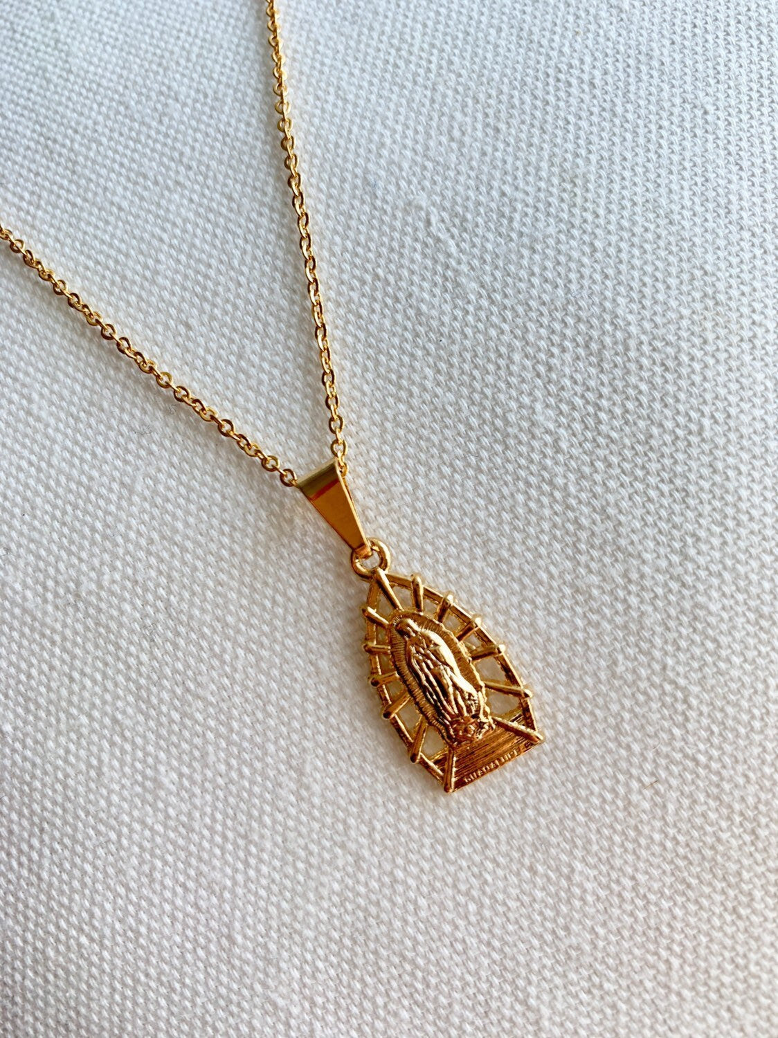 Our Lady of Guadalupe Necklace | 18x20mm Gold Filled Catholic Pendant