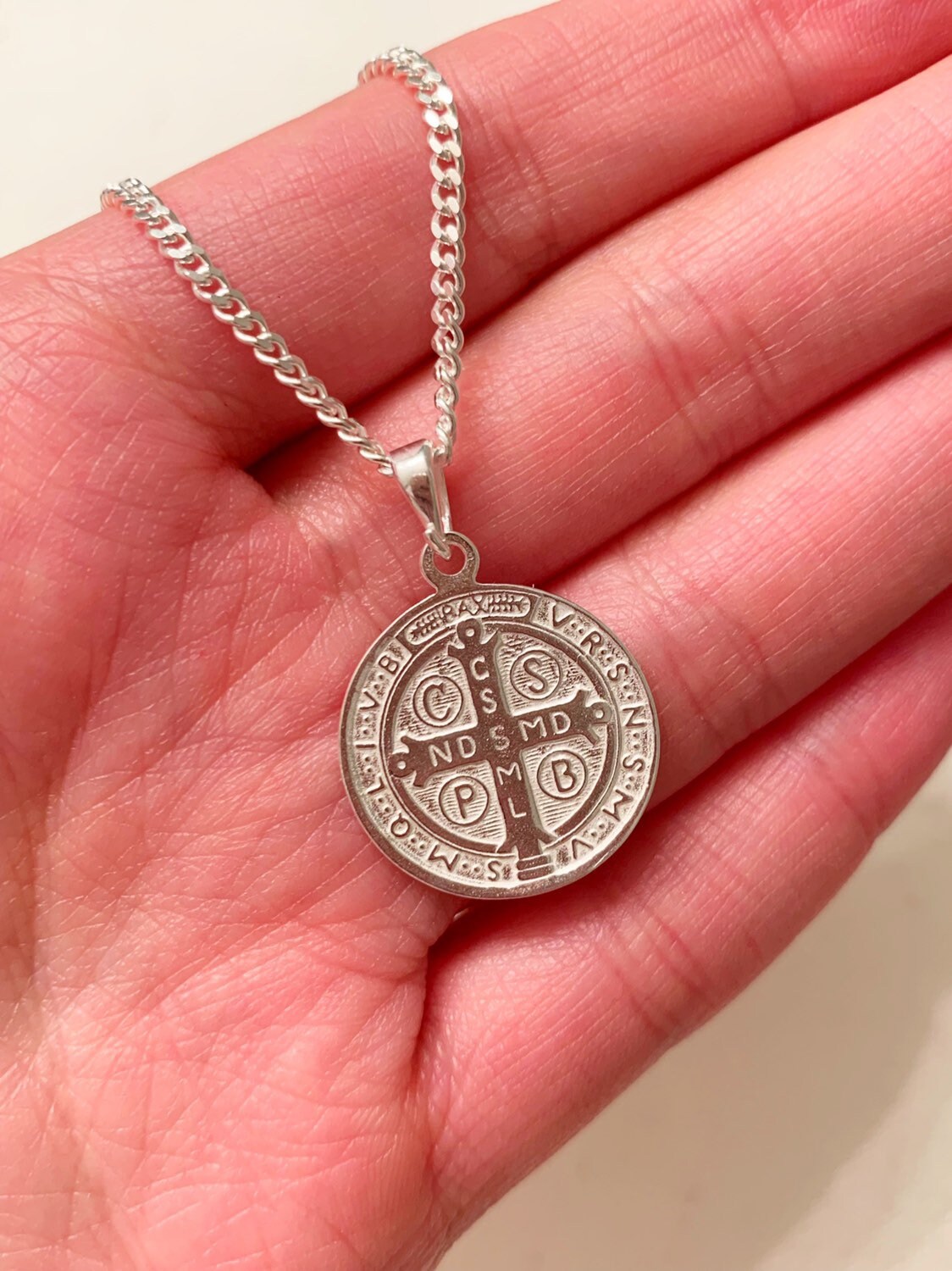 Sterling Silver Saint Benedict Necklace | 925 Medal Chain