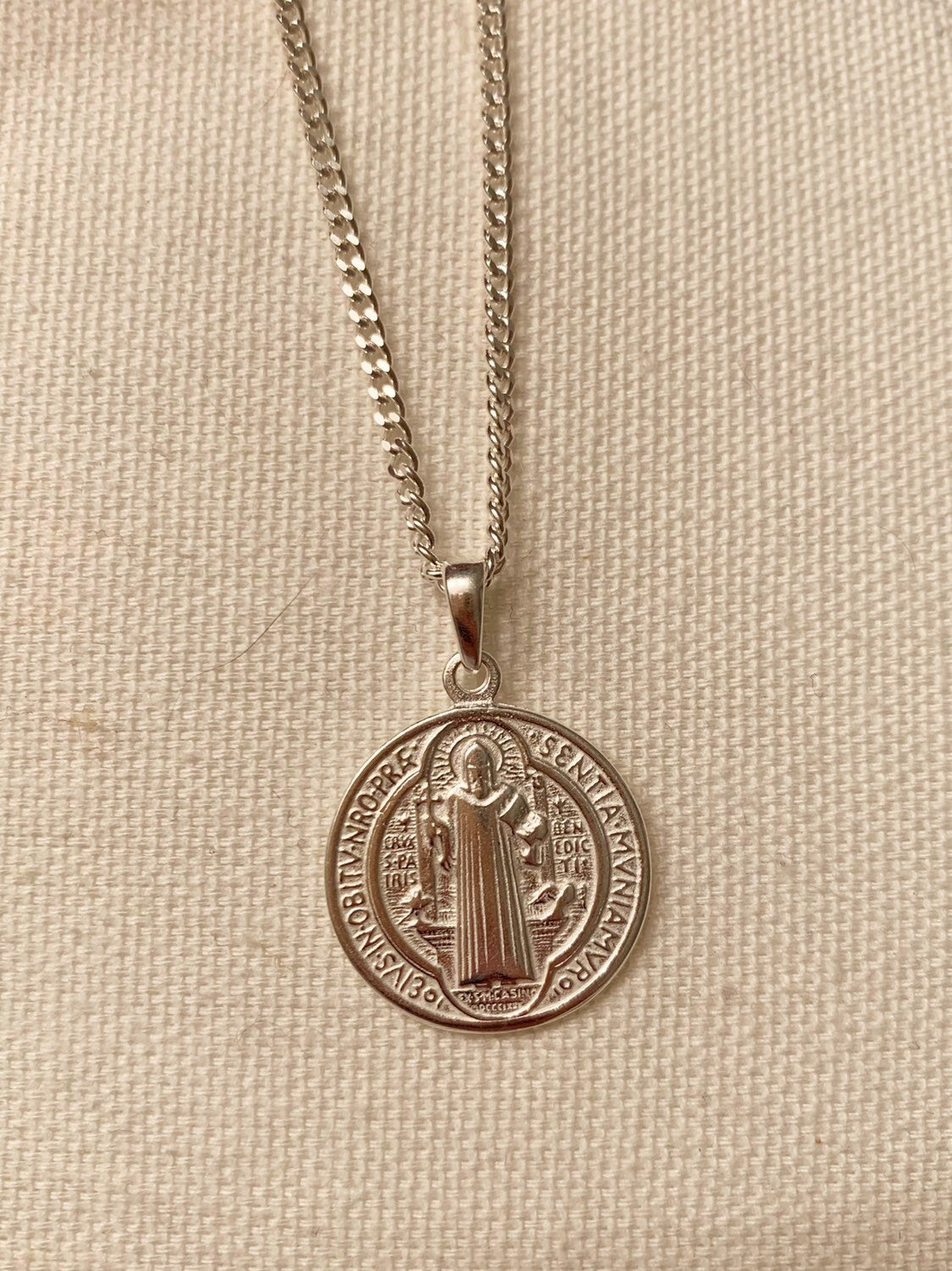 Sterling Silver Saint Benedict Necklace | 925 Medal Chain