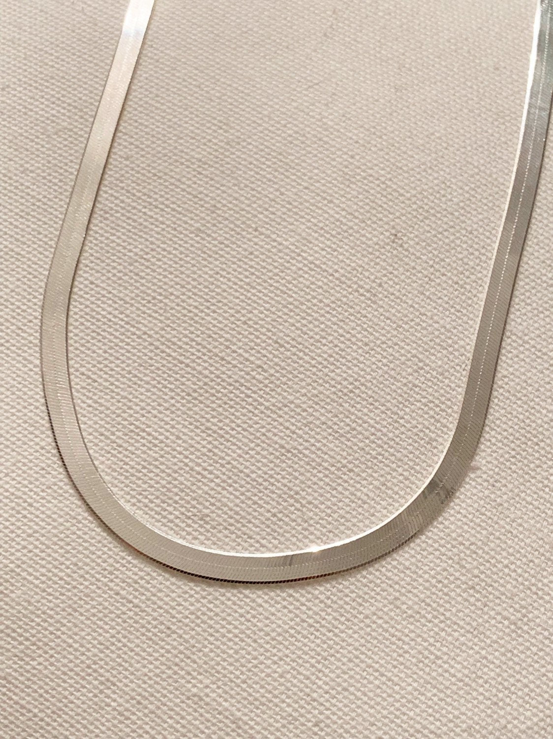 Sterling Silver 4mm Engraved Herringbone Necklace | Sleek, Timeless Shine
