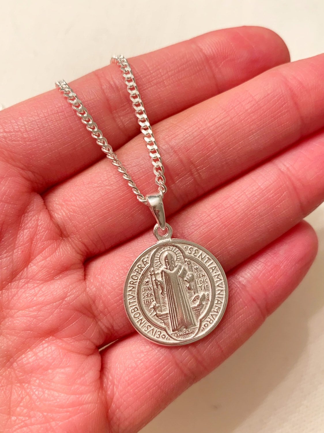 Sterling Silver Saint Benedict Necklace | 925 Medal Chain
