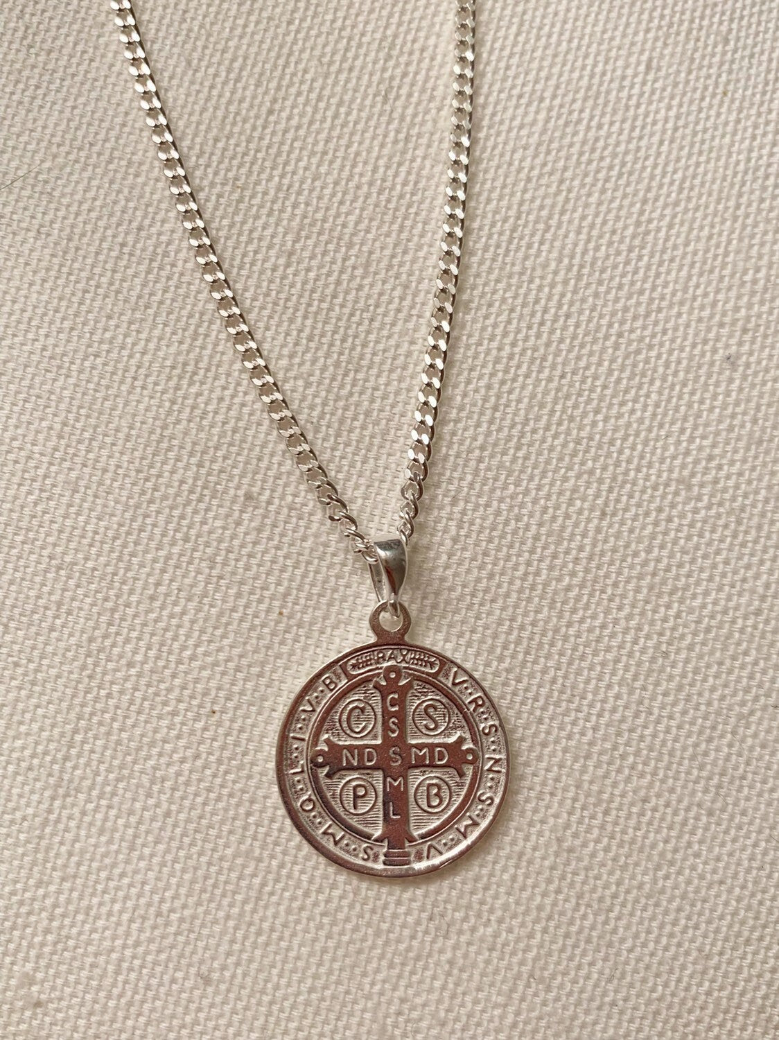 Sterling Silver Saint Benedict Necklace | 925 Medal Chain