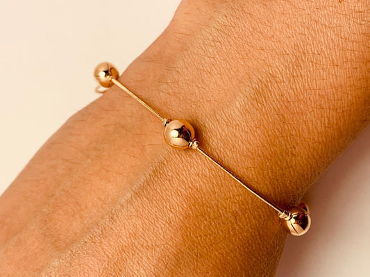 Gold Filled Snake Ball Bracelet | Bold 8mm Beaded Jewelry
