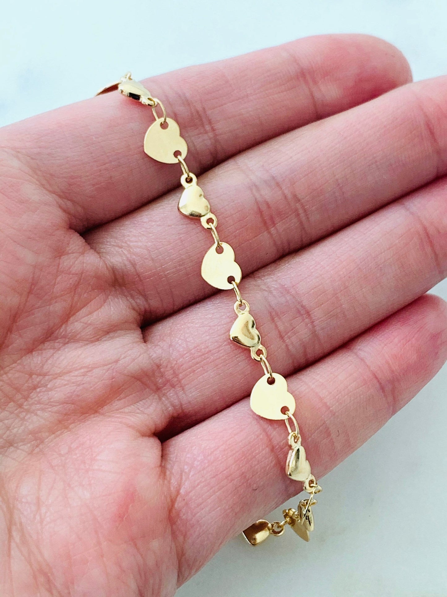 Gold Filled 6mm Heart Anklet | Adjustable Shine Accent
