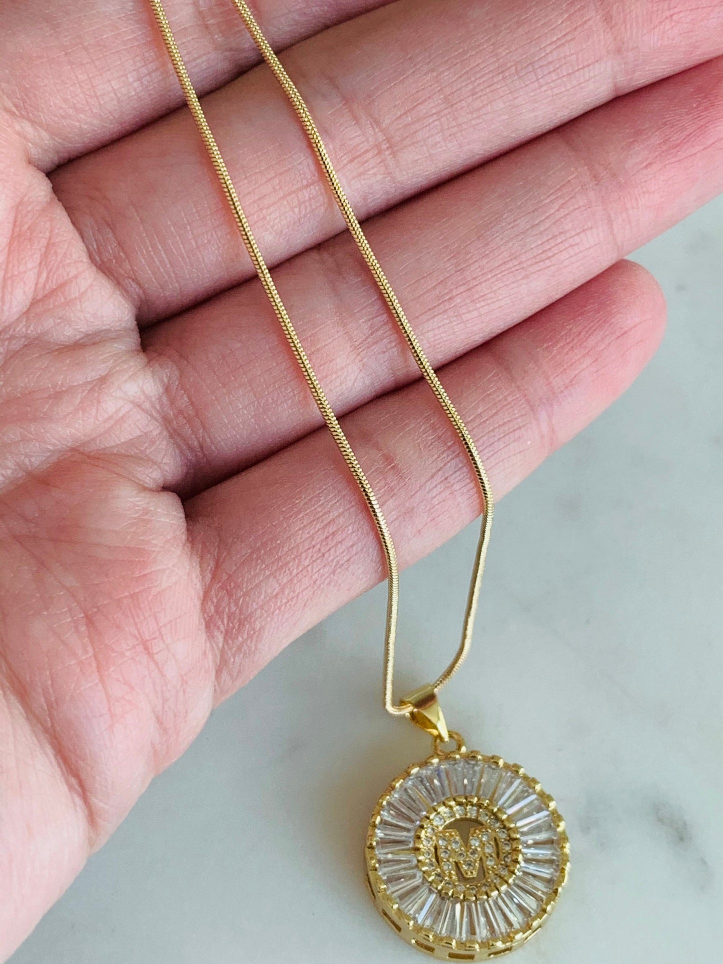 Gold Filled CZ Initial Necklace | Dainty Custom Pendant