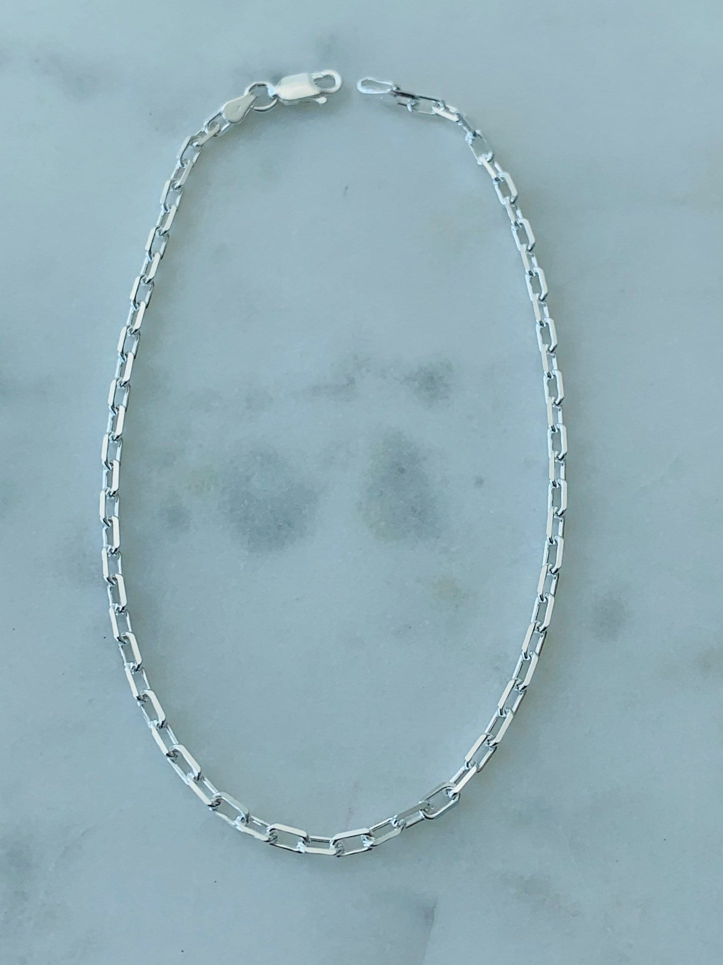 Sterling Silver 3mm Paperclip Anklet | Sleek & Modern Chain