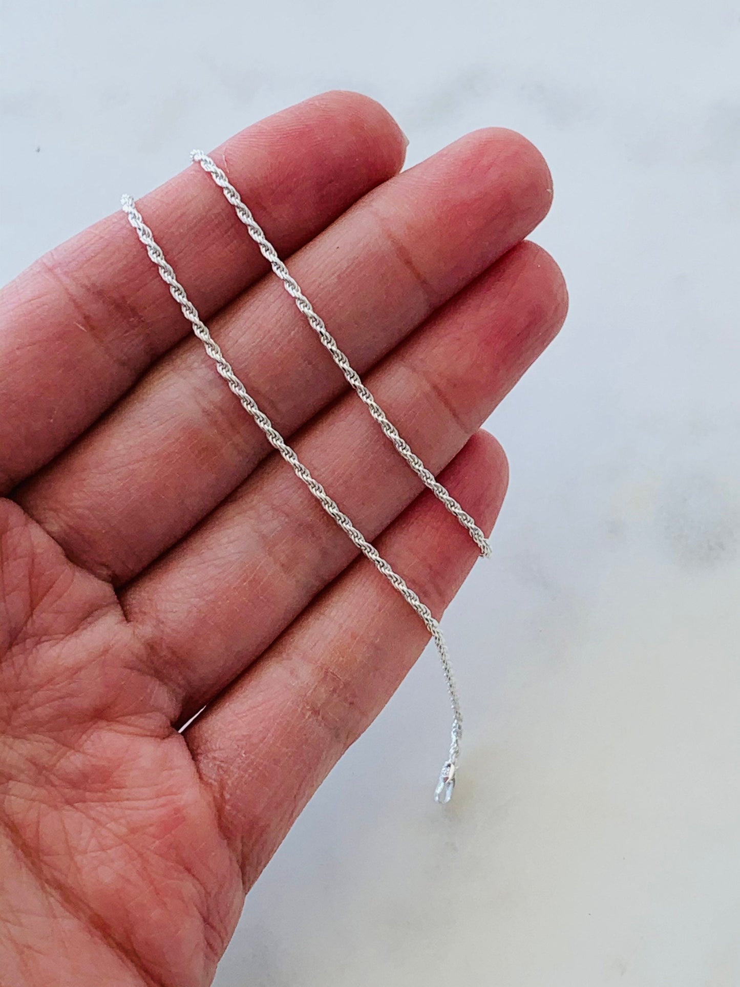 Sterling Silver Rope Anklet | 1mm Dainty Everyday Chain