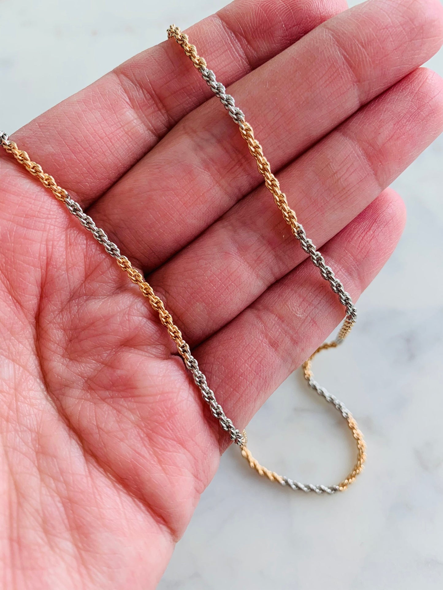 Two Tone 2mm Rope Necklace | Gold Silver Layer Chain