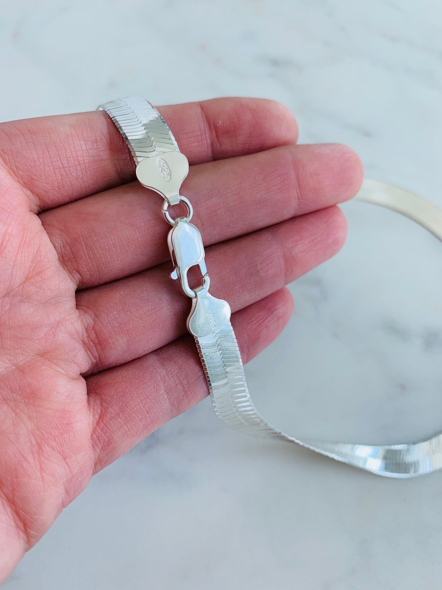 Sterling Silver 8mm Herringbone Necklace | Bold & Elegant Shine
