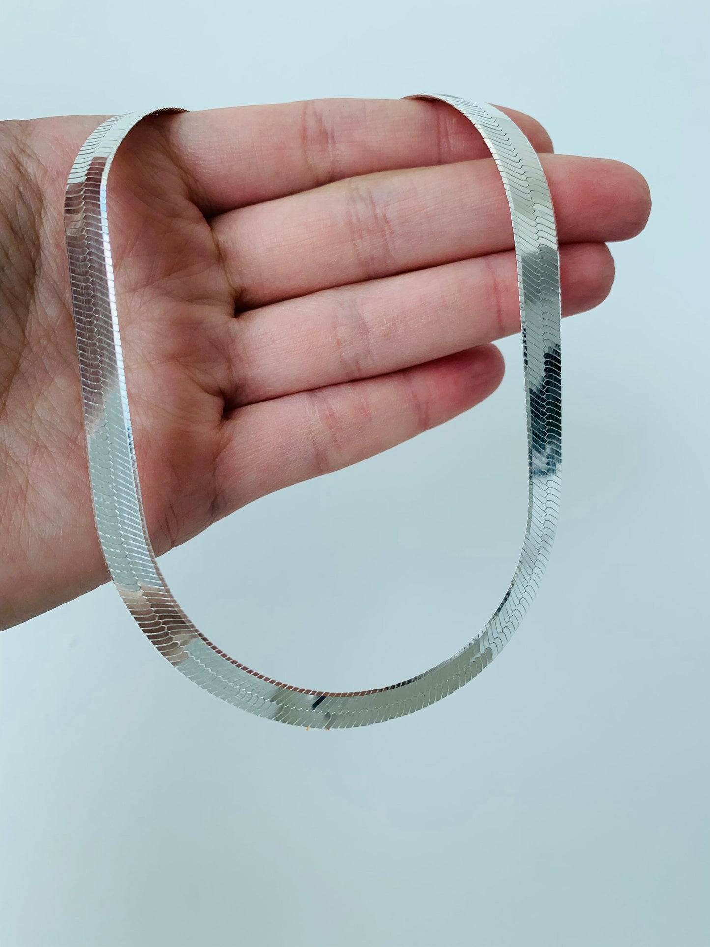 Sterling Silver 8mm Herringbone Necklace | Bold & Elegant Shine