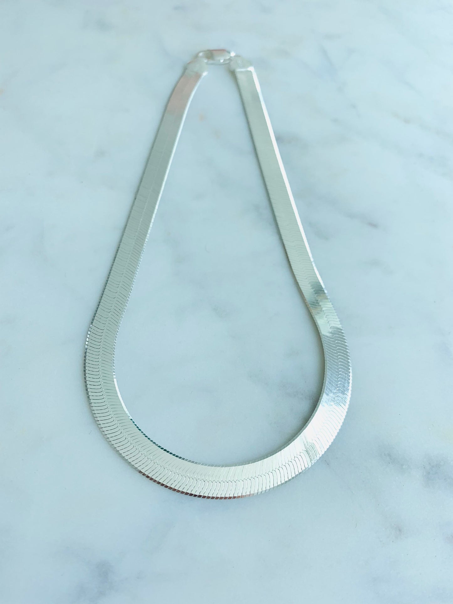 Sterling Silver 8mm Herringbone Necklace | Bold & Elegant Shine
