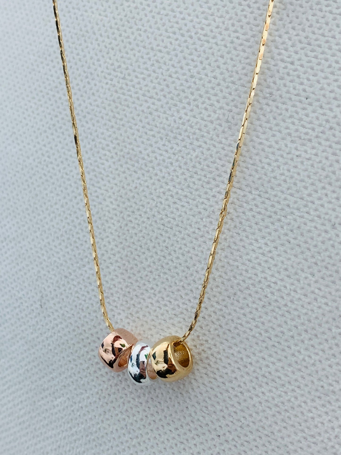 Gold Filled Tricolor Charm Necklace | 18" Dainty Accent