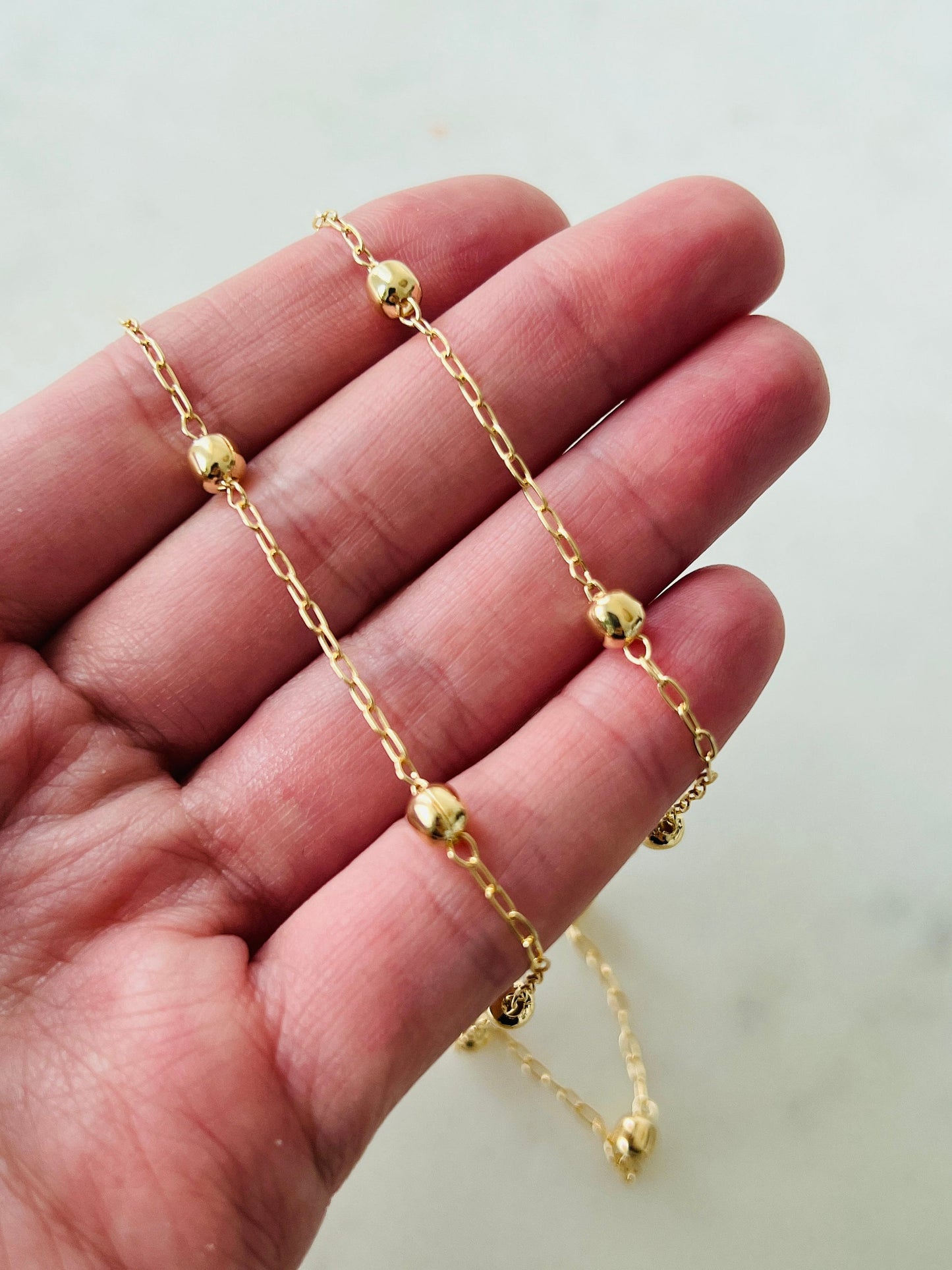 Gold Filled Rolo Ball Necklace | 4.5mm Beaded Layer Chain