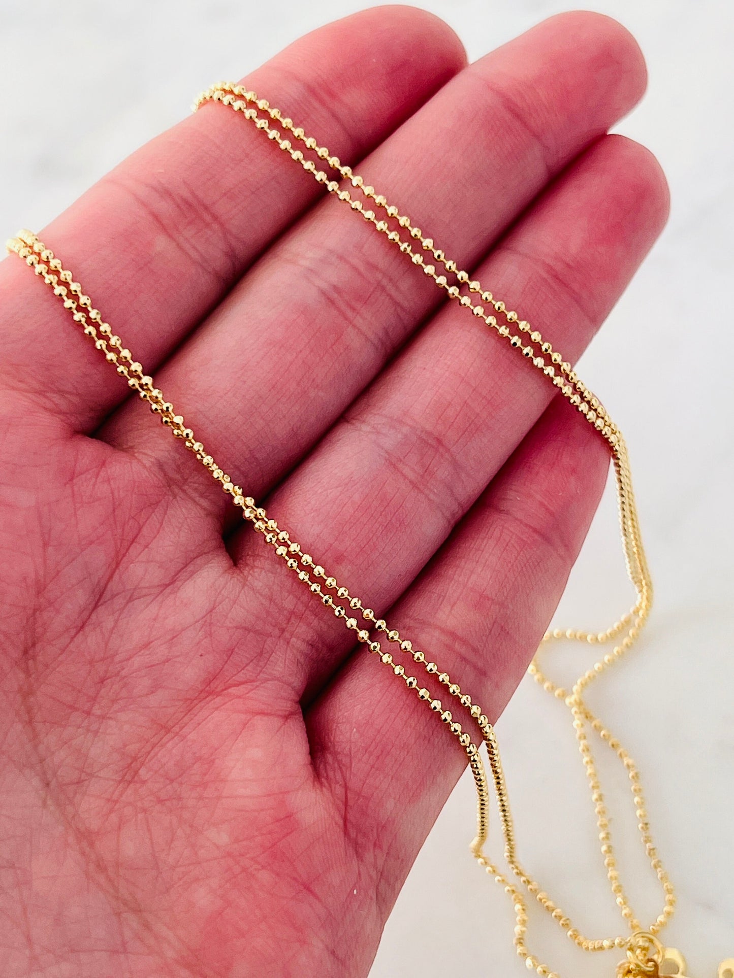 Gold Filled Layered Peace Necklace | 18" Dainty Everyday Statement