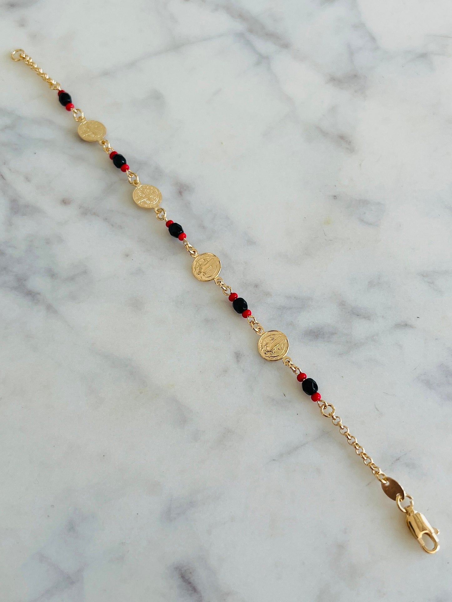 Gold Filled Saint Benedict Charm Bracelet | Spiritual Protection Jewelry