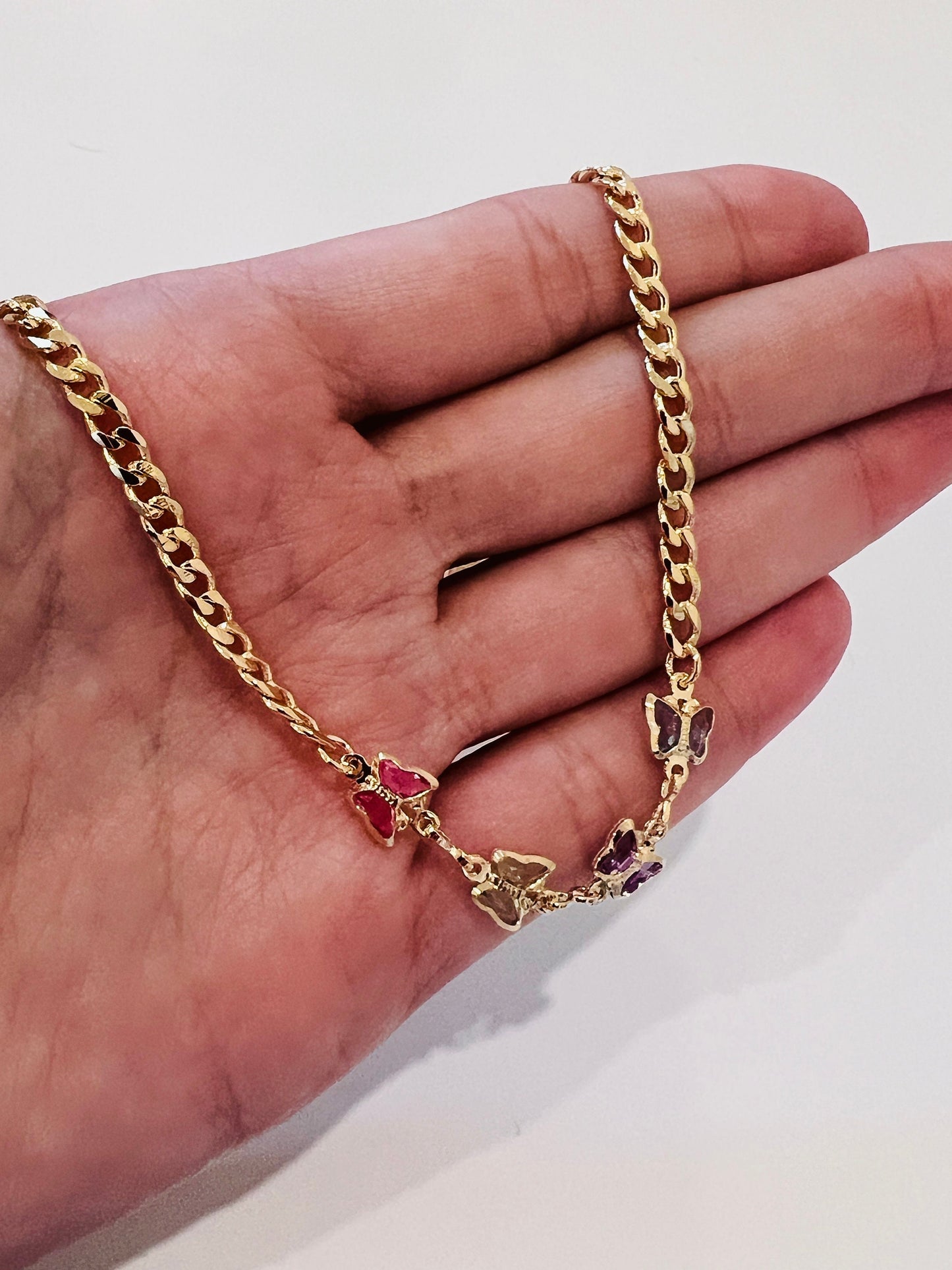 Gold Filled Butterfly Necklace | Gemstone Accent | 16"+2"