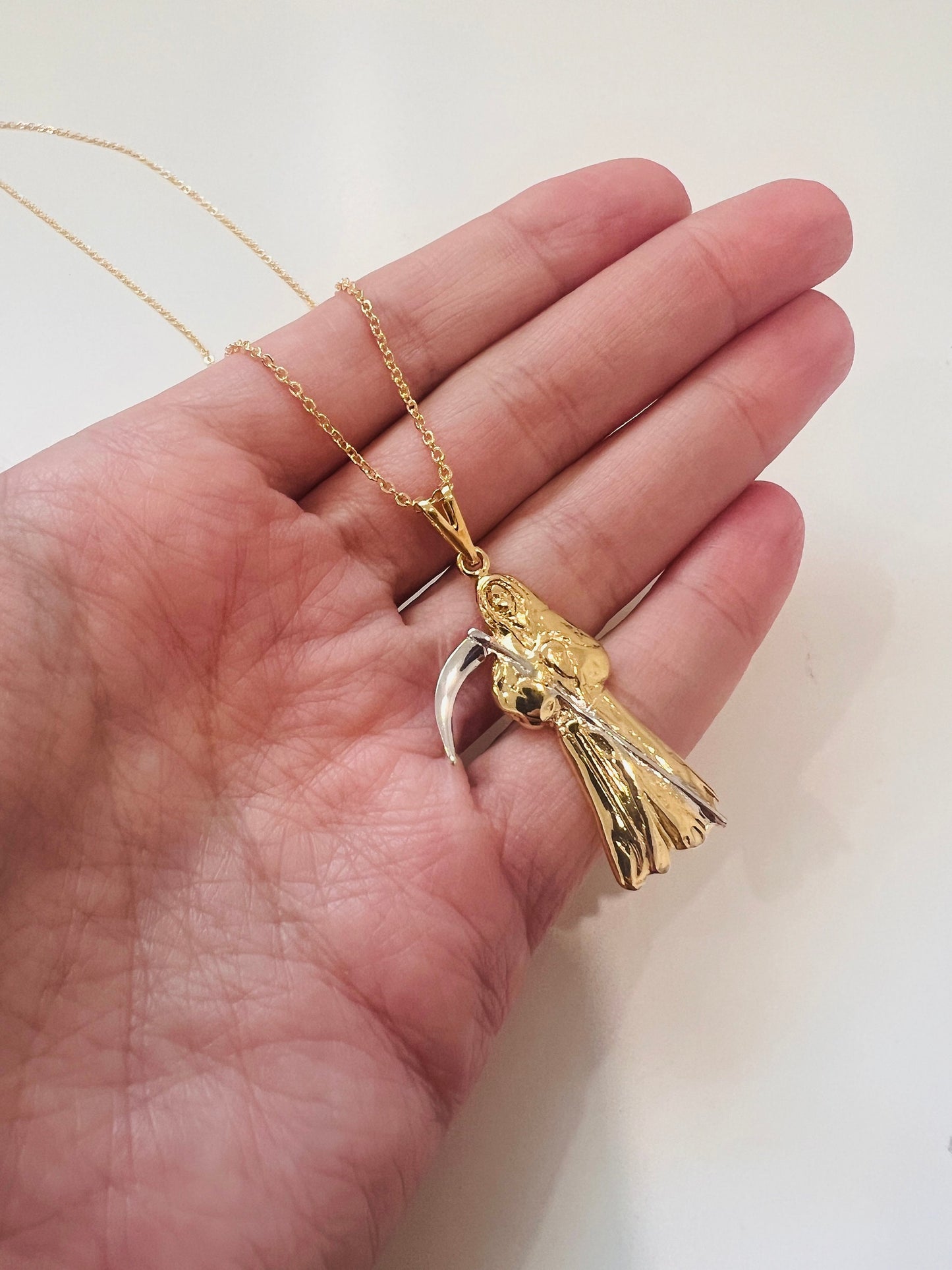 Santa Muerte Pendant Santa Muerte Necklace Santa Muerte Jewelry Gold Necklace Day of the Dead Grim Reaper Necklace Jewelry Holy Death Charm
