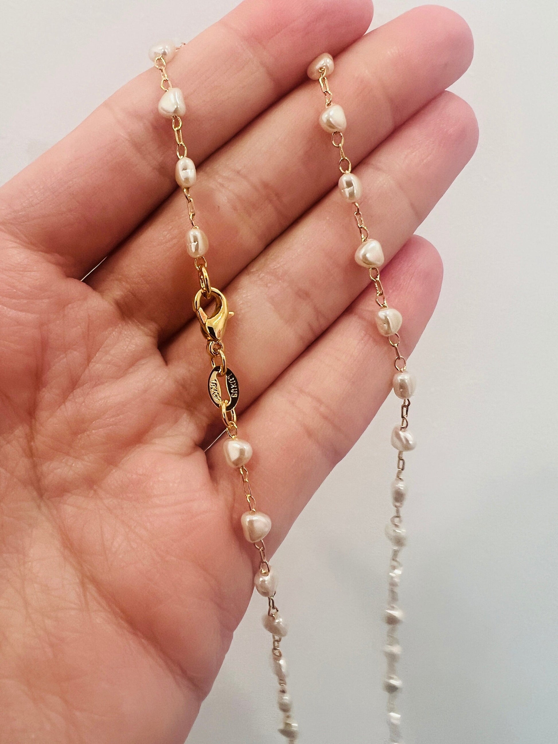 Pearl Necklace, Gold Filled Heart Shaped Pearl Necklace, Pearl Bracelet, Gold Filled Pearl Bracelet, Gold Filled Pearl Set, Dainty Necklace
