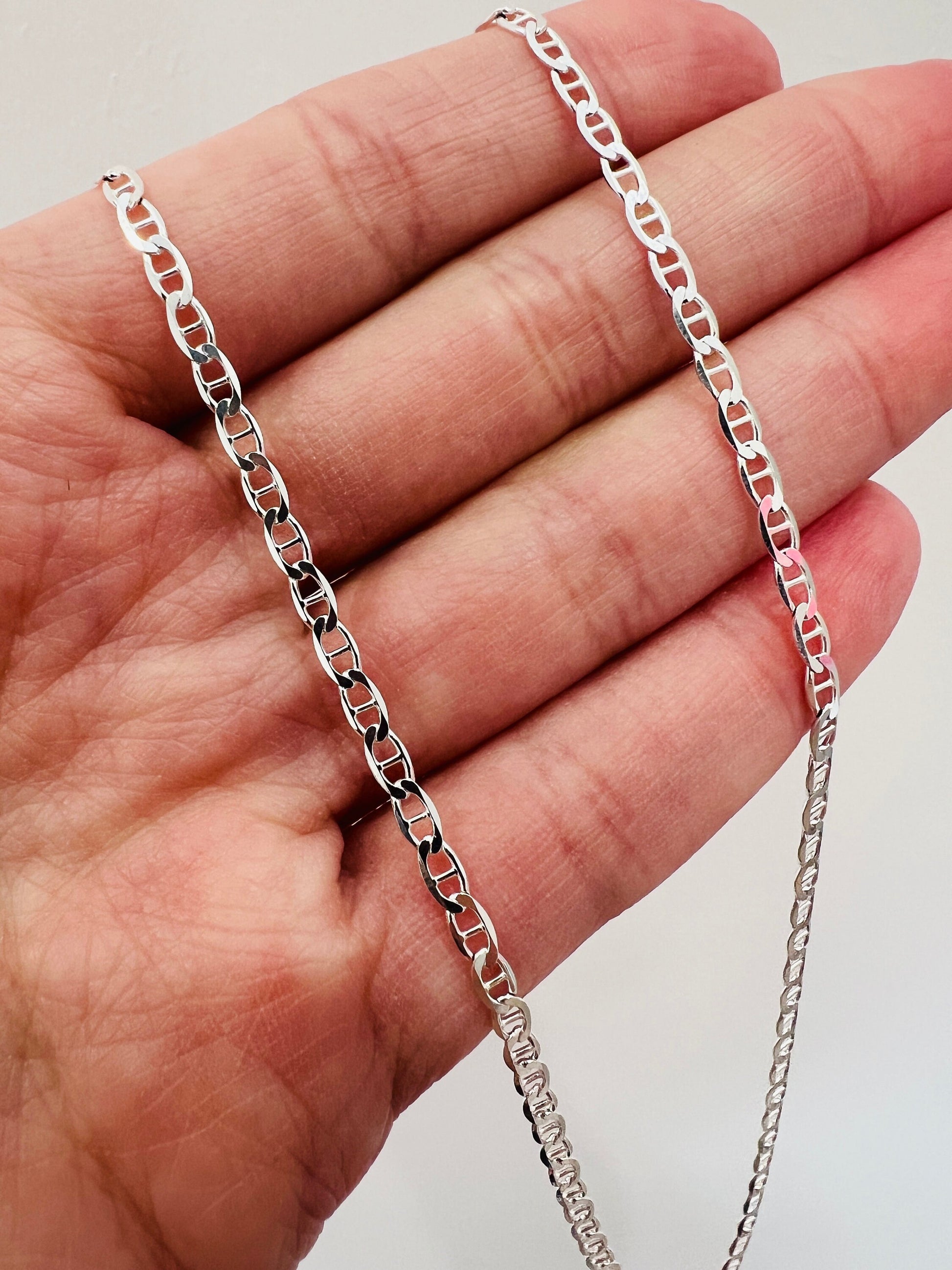 Sterling Silver Mariner Link Chain, Mariner Link Necklace, Silver Mariner Chain, Men's Chain, Women's Necklace, Silver Chain for Pendant,925