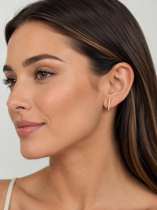 Gold Filled 11mm Mini Square CZ Hoops | Small 18kt Waterproof Earrings