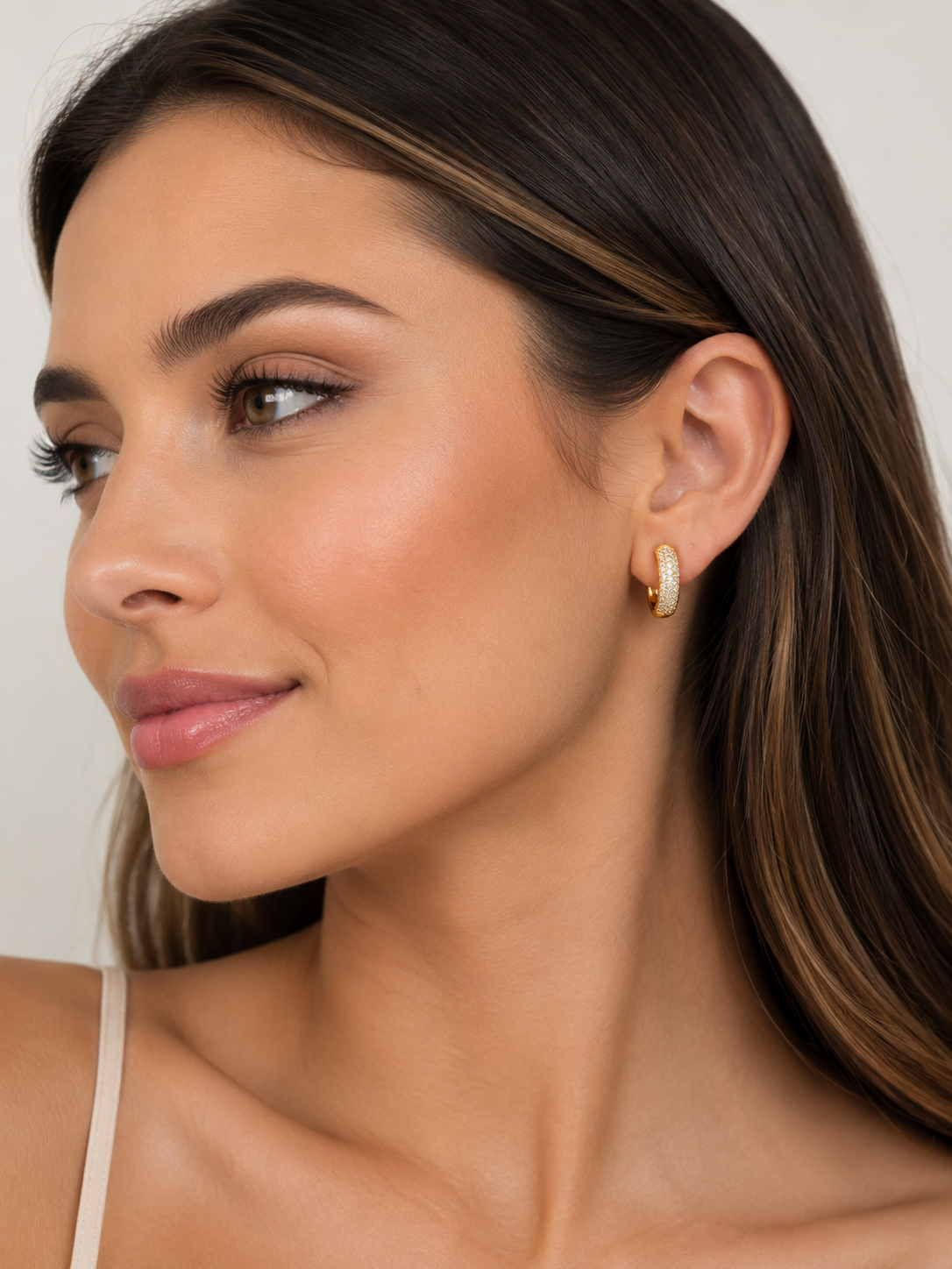 Gold Filled 12mm Mini Micro Pave CZ Hoops | Small 18kt Waterproof Earrings