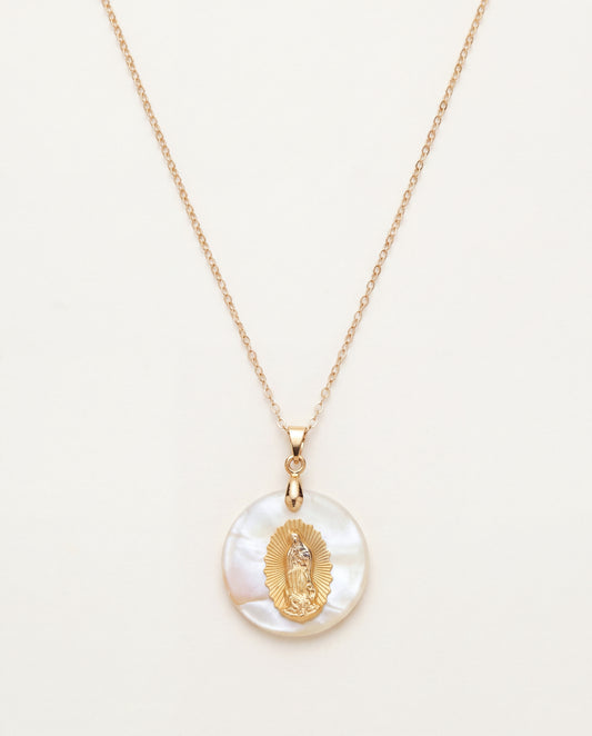 18KT Gold Filled Necklaces, Our Lady of Guadalupe Necklace | 25mm Gold Filled Catholic Pendant by HAUS OF MONOGRAM