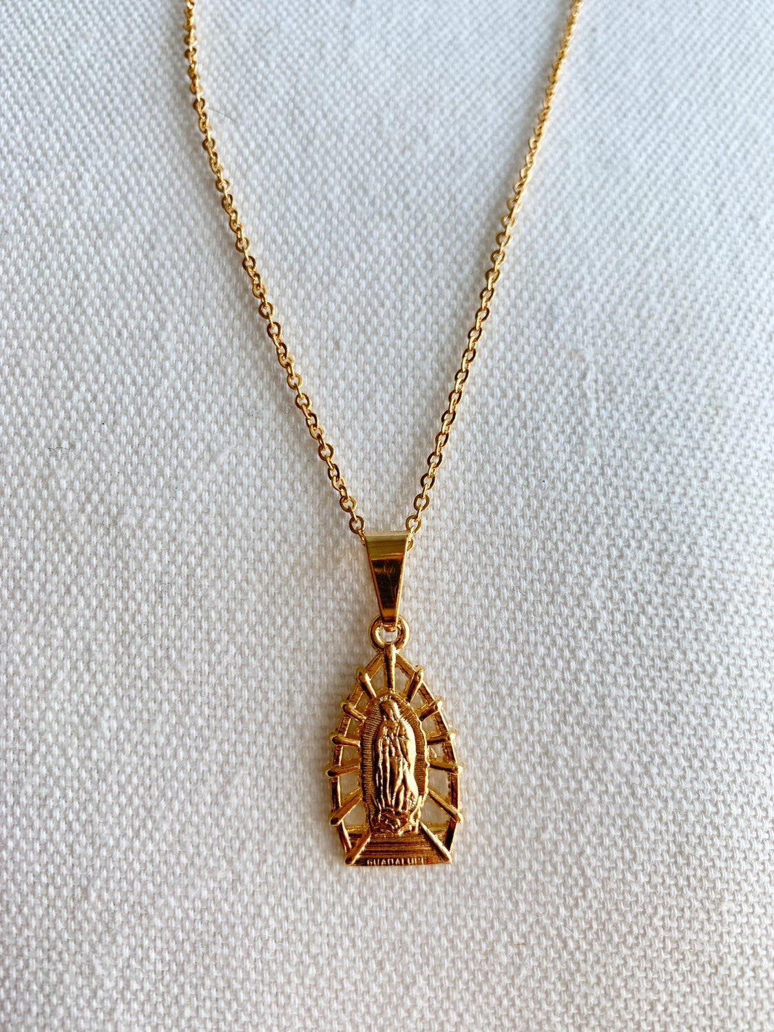 Our Lady of Guadalupe Necklace | 18x20mm Gold Filled Catholic Pendant by HAUS OF MONOGRAM