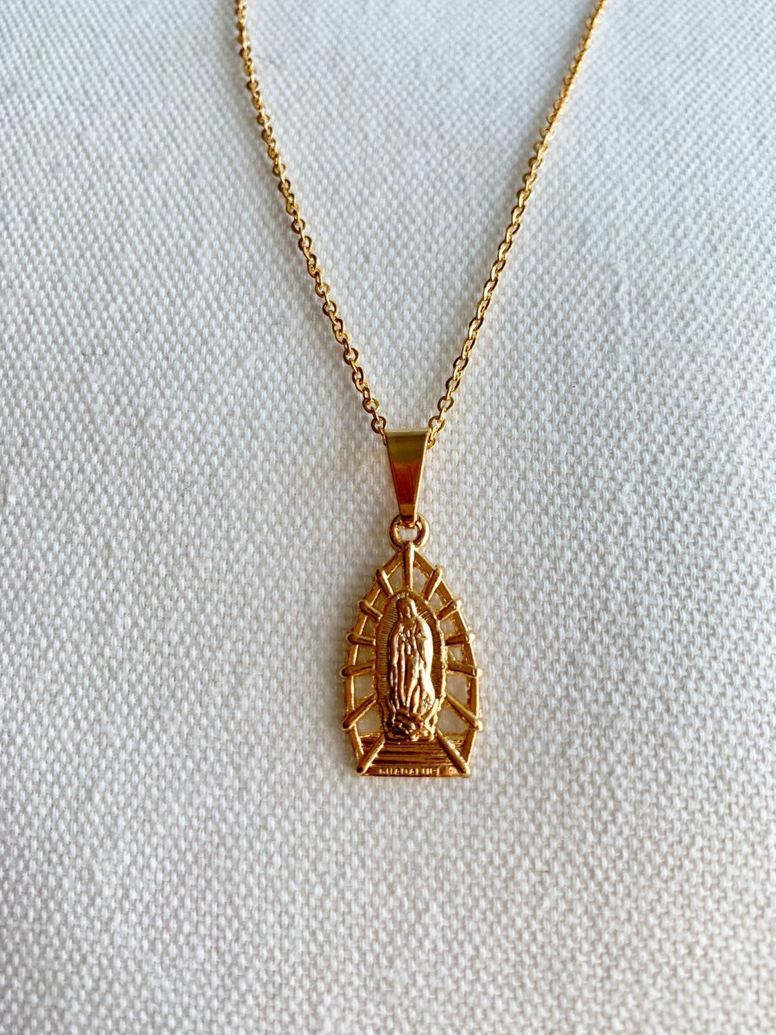 Our Lady of Guadalupe Necklace | 18x20mm Gold Filled Catholic Pendant by HAUS OF MONOGRAM
