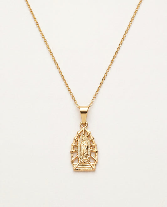 18KT Gold Filled Necklaces, Our Lady of Guadalupe Necklace | 18x20mm Gold Filled Catholic Pendant by HAUS OF MONOGRAM