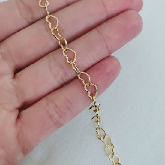 Gold Filled Bracelet, Heart Link Bracelet, Gold Bracelet, Delicate Bracelet,Layering Bracelet,Stacking Bracelet,Simple Bracelet, Gold Filled