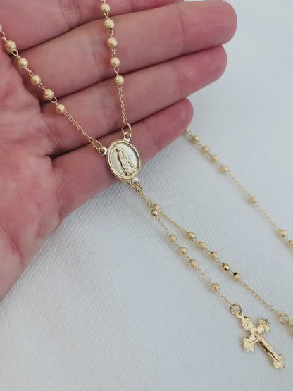 Rosary Necklace Rosary First Communion Catholic Rosary Cross Necklace Gold Rosary Religious Jewelry Confirmation Gift Y Necklace Lariat