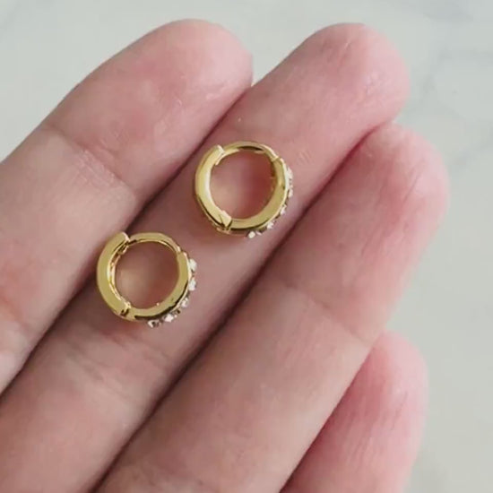Tiny CZ Hoop Earrings, Gold Hoop Earrings, Small Hoop Earrings, Huggies, Everyday Earrings, Hoop Earrings, Delicate Earrings, Earrings
