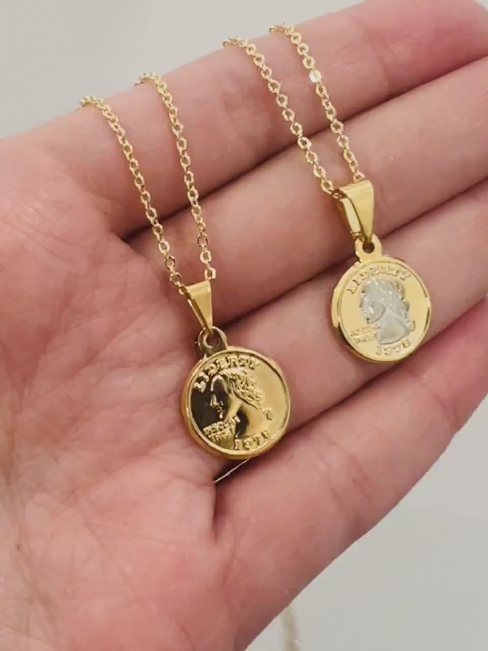 Coin Necklace, Charm Necklace, Layering Necklace, Gold filled Necklace, Liberty Coin Charm Necklace, Gold Charm Necklace, Dainty Chain
