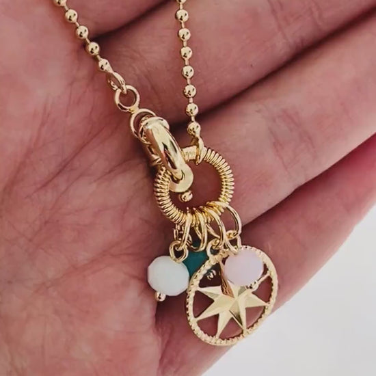Ball Chain with Compass Pendant, Womens Necklace, Necklace for Women, Gold Filled Necklace, Gold Filled Chain, Gold Chain, Gold Necklace,