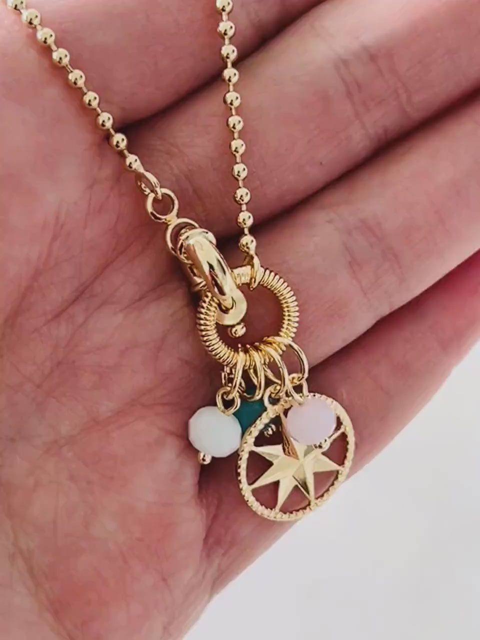 Ball Chain with Compass Pendant, Womens Necklace, Necklace for Women, Gold Filled Necklace, Gold Filled Chain, Gold Chain, Gold Necklace,