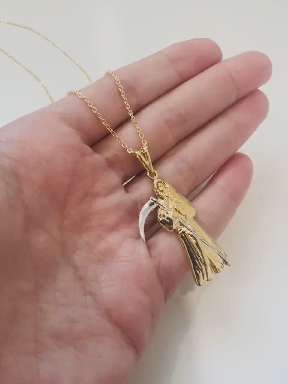 Santa Muerte Pendant Santa Muerte Necklace Santa Muerte Jewelry Gold Necklace Day of the Dead Grim Reaper Necklace Jewelry Holy Death Charm
