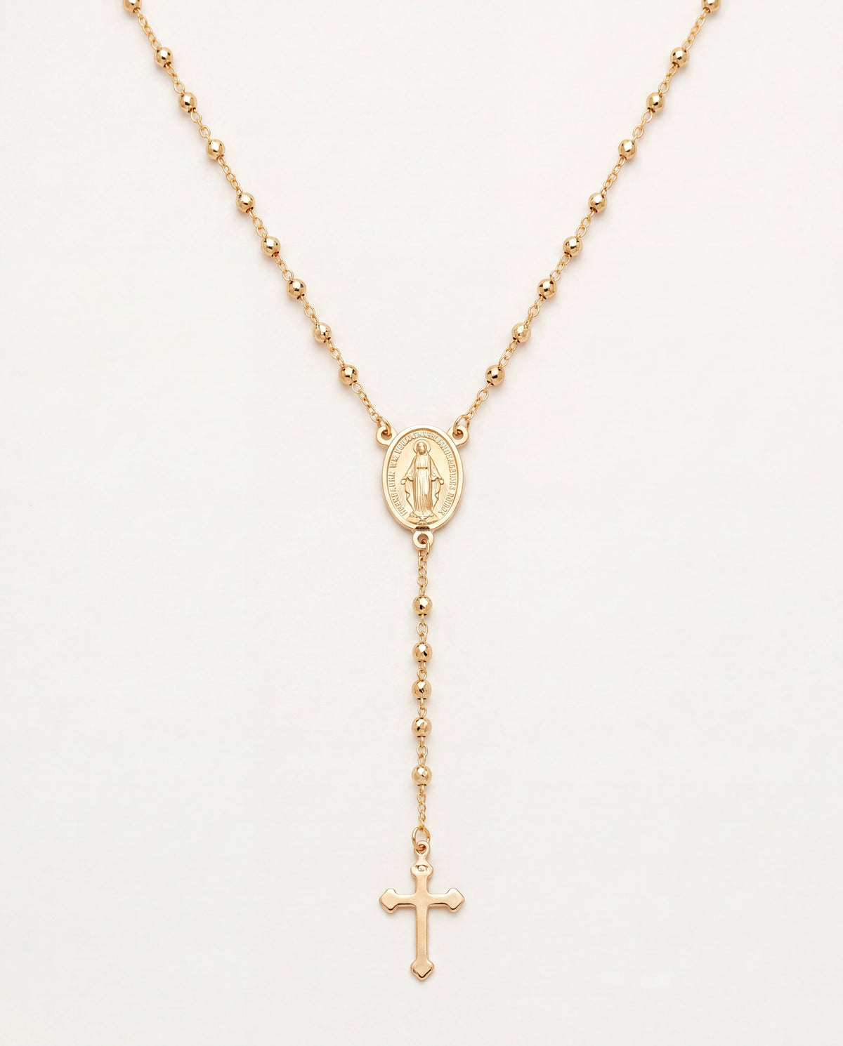 18KT Gold Filled Necklaces, Gold Filled Rosary Necklace | 2mm Virgin Mary Cross Pendant by HAUS OF MONOGRAM