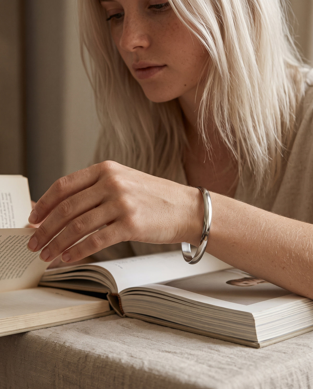 Stainless Steel Bangle worn by a model