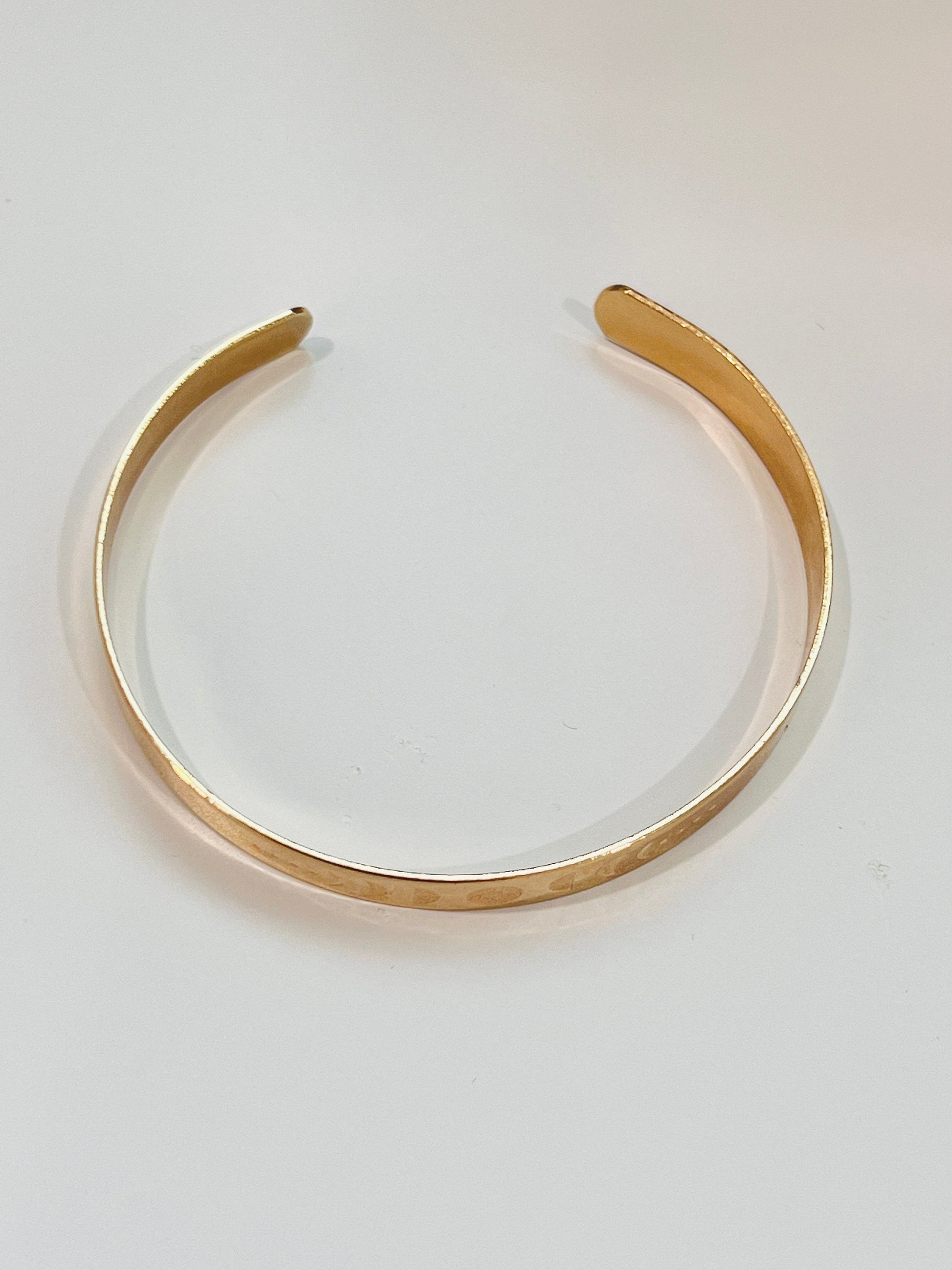 18KT Gold Filled Bangles, Stamped Gold Filled Bangle | Adjustable Minimalist Cuff by HAUS OF MONOGRAM