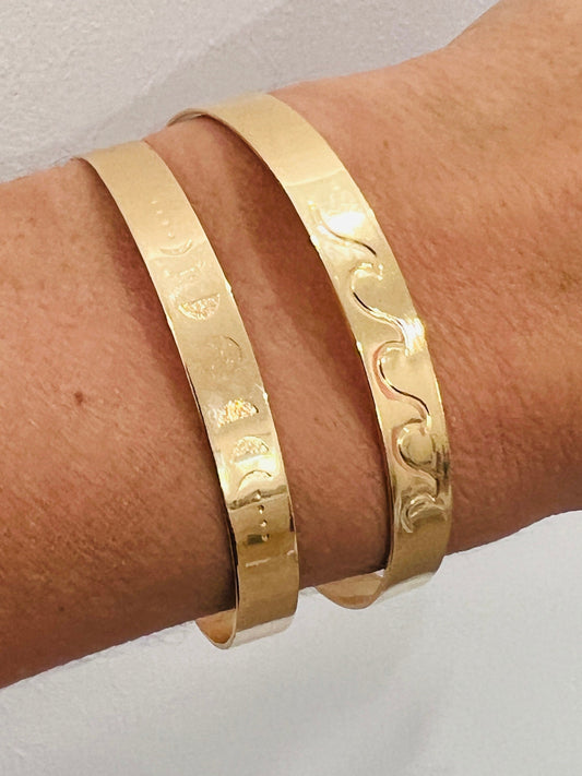 18KT Gold Filled Bangles, Stamped Gold Filled Bangle | Adjustable Minimalist Cuff by HAUS OF MONOGRAM