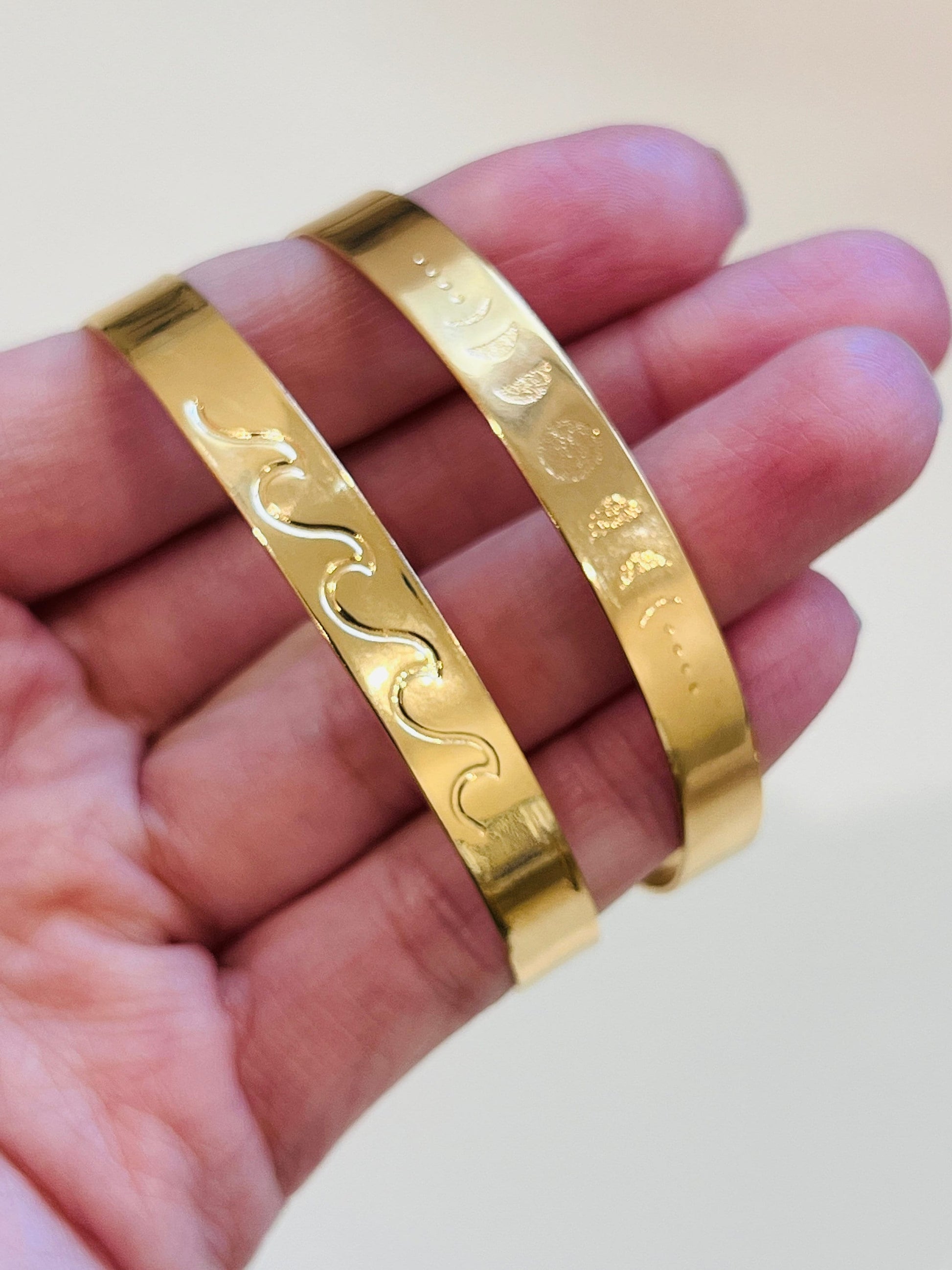 18KT Gold Filled Bangles, Stamped Gold Filled Bangle | Adjustable Minimalist Cuff by HAUS OF MONOGRAM