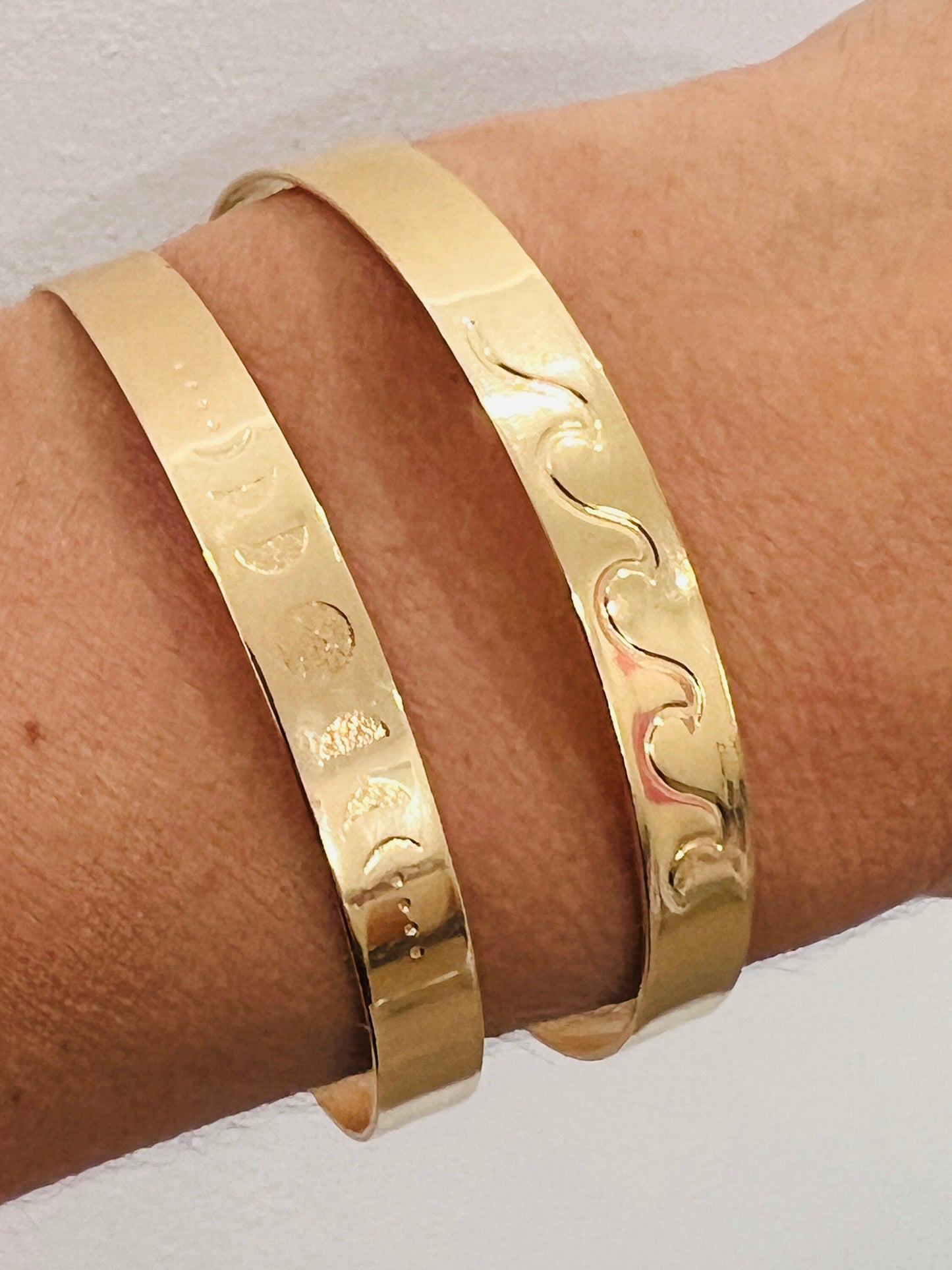 18KT Gold Filled Bangles, Stamped Gold Filled Bangle | Adjustable Minimalist Cuff by HAUS OF MONOGRAM