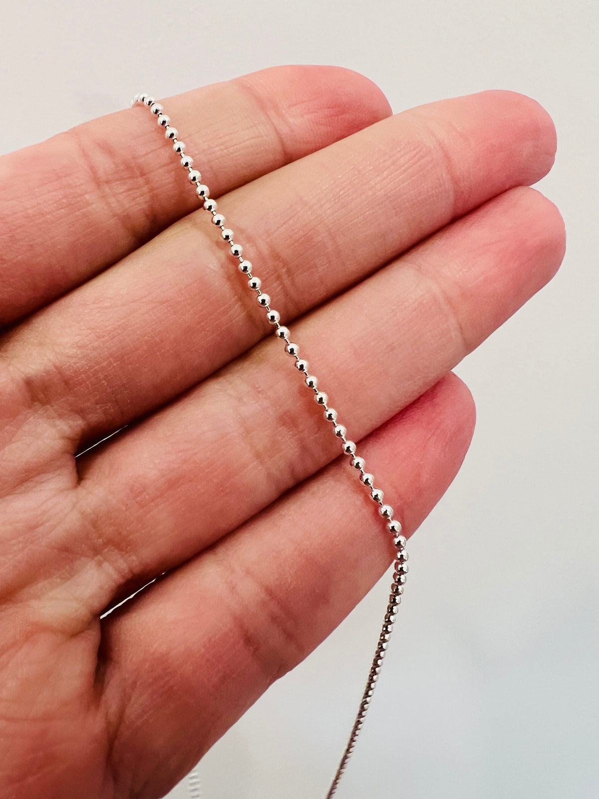 925 Sterling Silver Necklaces, Sterling Silver 0.8mm Ball Necklace | Delicate Shine, Everyday Essential by HAUS OF MONOGRAM
