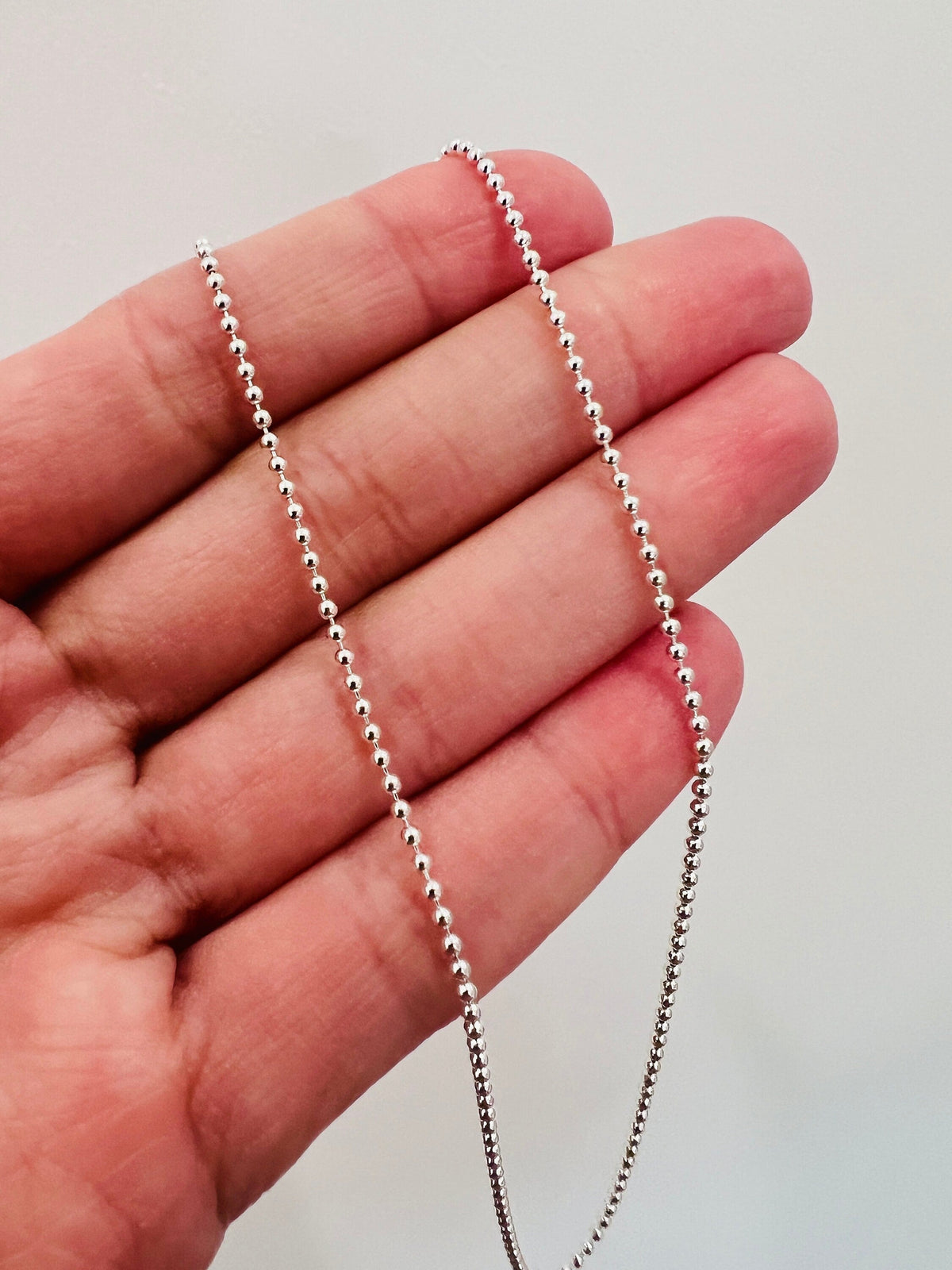 925 Sterling Silver Necklaces, Sterling Silver 0.8mm Ball Necklace | Delicate Shine, Everyday Essential by HAUS OF MONOGRAM