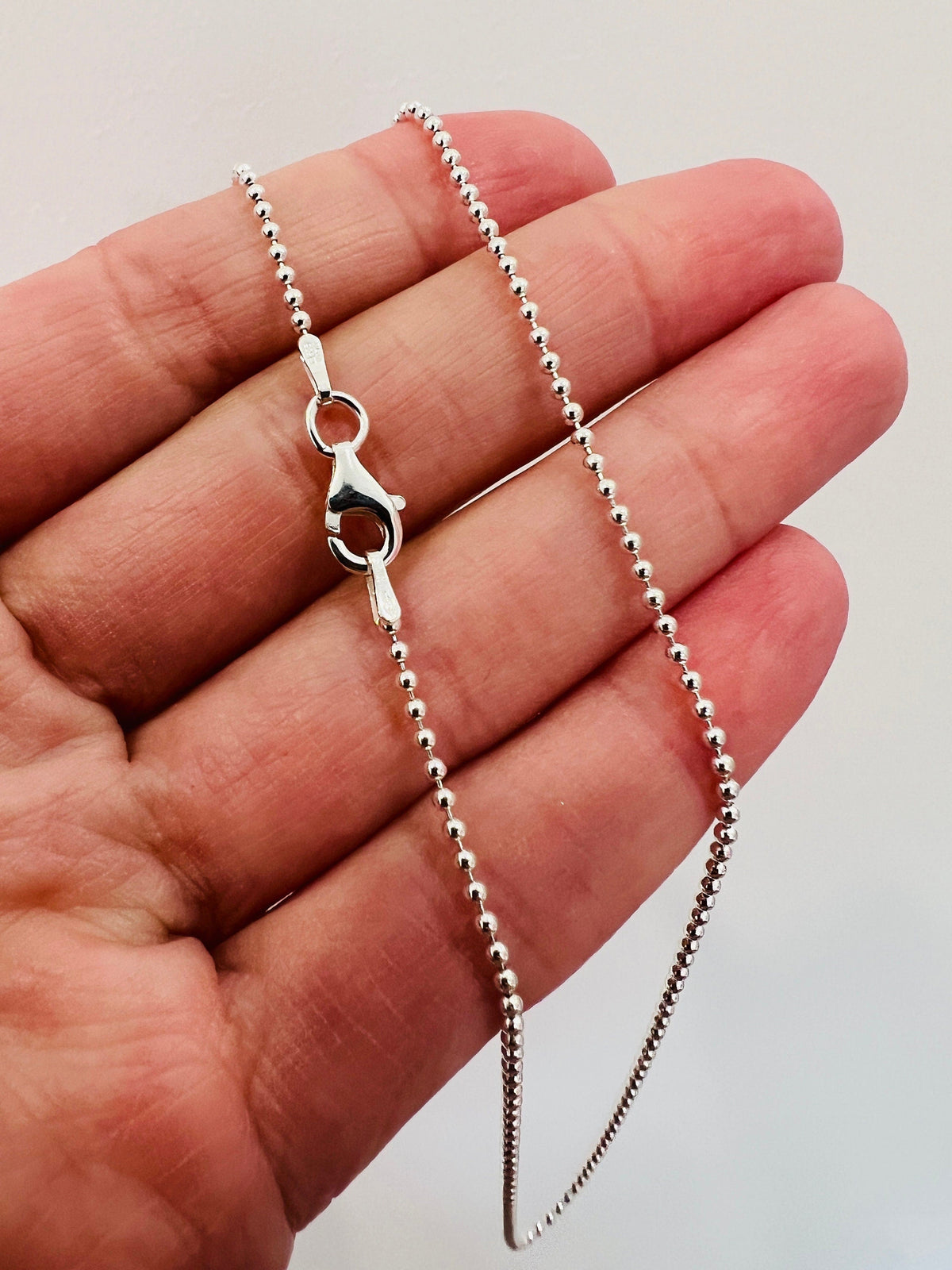 925 Sterling Silver Necklaces, Sterling Silver 0.8mm Ball Necklace | Delicate Shine, Everyday Essential by HAUS OF MONOGRAM