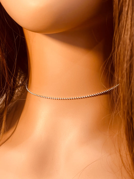 925 Sterling Silver Necklaces, Sterling Silver 0.8mm Ball Necklace | Delicate Shine, Everyday Essential by HAUS OF MONOGRAM